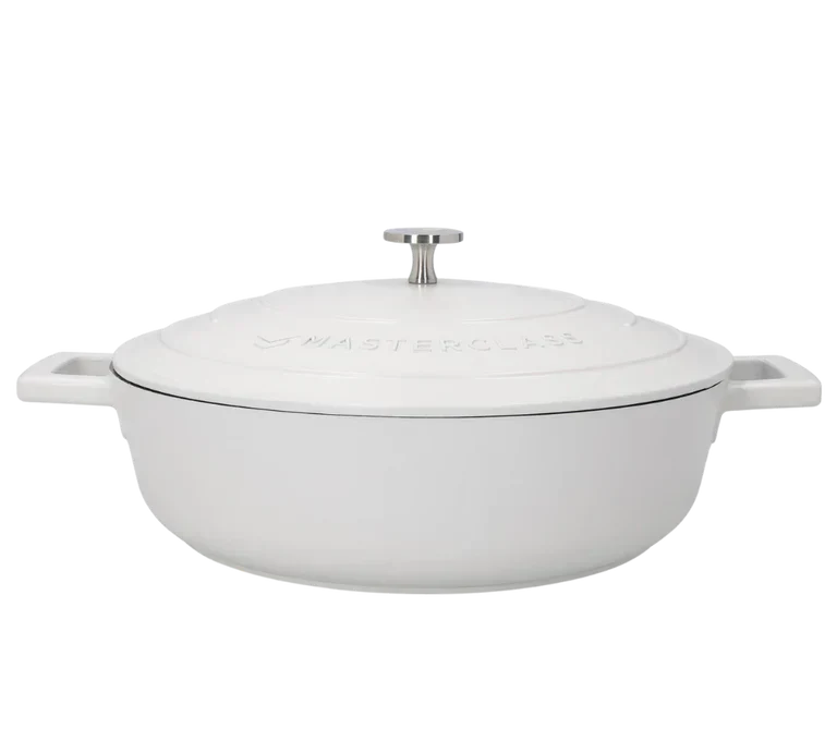 Støbt aluminiums sautergryde m/låg, creme - 4L